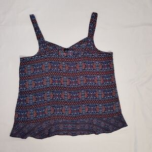 Womens Reitmans strap large blouse with criss cross ties and ruffles